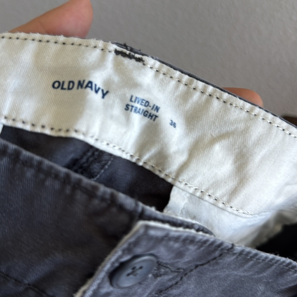 Old Navy Lived-In Straight Gray Khaki Dad Short 36 - Picture 4 of 5